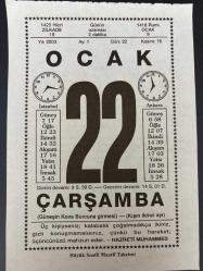 22 OCAK 2003 - TAKVİM YAPRAĞI - DOĞUM GÜNÜ HEDİYESİ - BÜYÜK SAATLİ MAARİF TAKVİMİ - HZ.MUHAMMED - ERCÜMENT UÇARI'NIN VEFATI - RİDANİYE ZAFERİ - MÜMTAZ ARIKAN - GÜNEŞ KOVA BURCUNDA - KOVA BURCUNDA DOĞANLAR
