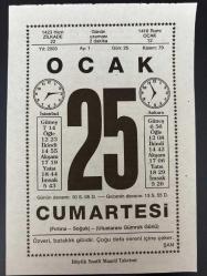25 OCAK 2003 - TAKVİM YAPRAĞI - DOĞUM GÜNÜ HEDİYESİ - BÜYÜK SAATLİ MAARİF TAKVİMİ - ŞAN - AHMET HAMDİ TANPINAR - AHMET HAMDİ TANPINAR'IN VEFATI - SIRP SINDIĞI ZAFERİ - İSABET