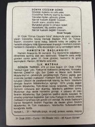 31 OCAK 2003 - TAKVİM YAPRAĞI - DOĞUM GÜNÜ HEDİYESİ - BÜYÜK SAATLİ MAARİF TAKVİMİ - EDWARD BULWER LYTTON - ENVER TUNÇALP - HAMSİ'NİN BAŞLANGICI - İLK MATBAA