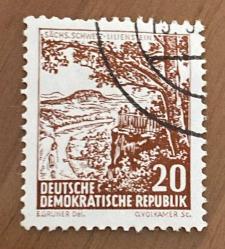 Almanya Pulu - Germany Stamp - Postadan Geçmiş Pul Filateli - 1962 DAMGALI - Saksonya İsviçresi, Lilienstein -Manzaralar ve tarihi yapılar serisi Temalı Pul , 20 PARA - YABANCI PULLAR, NOSTALJİK DOĞUM GÜNÜ HEDİYESİ