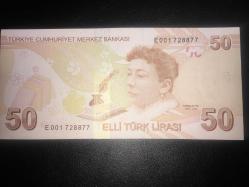 9 . EMİSYON 50 TÜRK LİRASI  E 001 728877 ÇA/ÇİL TCB 0006