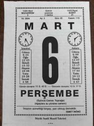 6 MART 2003 - TAKVİM YAPRAĞI - DOĞUM GÜNÜ HEDİYESİ - BÜYÜK SAATLİ MAARİF TAKVİMİ - İSMET İNÖNÜ - ÖMER SEYFETTİN - ÖMER SEYFETTİN'İN VEFATI - BAB-I ALİ'NİN ÜSTADI NEHAR TÜBLEK VEFAT ETTİ - SOĞUKTA YÜZ FELCİ RİSKİ