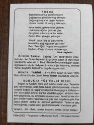 6 MART 2003 - TAKVİM YAPRAĞI - DOĞUM GÜNÜ HEDİYESİ - BÜYÜK SAATLİ MAARİF TAKVİMİ - İSMET İNÖNÜ - ÖMER SEYFETTİN - ÖMER SEYFETTİN'İN VEFATI - BAB-I ALİ'NİN ÜSTADI NEHAR TÜBLEK VEFAT ETTİ - SOĞUKTA YÜZ FELCİ RİSKİ