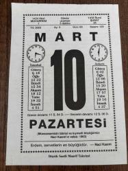 10 MART 2003 - TAKVİM YAPRAĞI - DOĞUM GÜNÜ HEDİYESİ - BÜYÜK SAATLİ MAARİF TAKVİMİ - NACİ KASIM - NACİ KASIM'IN VEFATI - ŞAİR SALAH BİRSEL VEFAT ETTİ - ÇİN'DE KÖLELİK KALDIRILDI