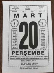 20 MART 2003 - TAKVİM YAPRAĞI - DOĞUM GÜNÜ HEDİYESİ - BÜYÜK SAATLİ MAARİF TAKVİMİ - NEVRUZ - CAHİT SITKI TARANCI - SADRAZAM TARHONCU AHMET PAŞA ÖLDÜRÜLDÜ - TİYATROCU ERTUĞRUL SADİ TEK VEFAT ETTİ - ELDİVEN..