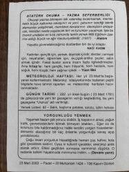 23 MART 2003 - TAKVİM YAPRAĞI - DOĞUM GÜNÜ HEDİYESİ - BÜYÜK SAATLİ MAARİF TAKVİMİ - ATATÜRK - NACİ KASIM - YUAN MEİ - METEOROLOJİ HAFTASI - URANÜS KEŞFİ - YORGUNLUĞU YENMEK