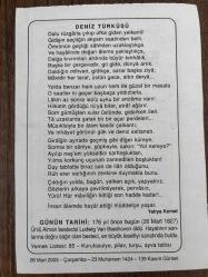 26 MART 2003 - TAKVİM YAPRAĞI - DOĞUM GÜNÜ HEDİYESİ - BÜYÜK SAATLİ MAARİF TAKVİMİ -ŞİNASİ - YAHYA KEMAL - ALMAN BESTECİ LUDWİNG VAN BEETHOVEN ÖLDÜ