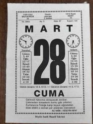 28 MART 2003 - TAKVİM YAPRAĞI - DOĞUM GÜNÜ HEDİYESİ - BÜYÜK SAATLİ MAARİF TAKVİMİ - ALİ NAİM - HÜSEYİN RIFAT - ORHAN VELİ - DALE CARNEGİE - KİME FAYDASI OLUR ?