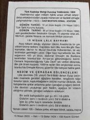 15 NİSAN 2003 - TAKVİM YAPRAĞI - DOĞUM GÜNÜ HEDİYESİ - BÜYÜK SAATLİ MAARİF TAKVİMİ - TEVFİK FİKRET - GAZİ MUSTAFA KEMAL ATATÜRK - TÜRK TARİH KURUMU'NUN KURULUŞU - GAZETECİ SELAHATTİN GÜNGÖR'ÜN VEFATI - LALE BAYRAMI - NEDİM VE ÇERAĞAN EĞLENCELERİ