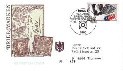 1990 Almanya-Bonn '' Mektup Pulları'' Seri Numaralı Postadan Geçmiş İlk Gün Zarfı/FDC