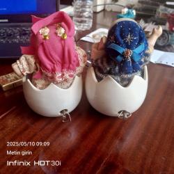 2 adet UYUYAN BEBEK MÜZİK KUTULU PORSELEN YUMURTA