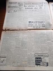 Cumhuriyet Gazetesi - 30 Temmuz 1952 - İran Parlamentosunda Amerika Aleyhdarlığı - Celal Bayar Ankara'ya Gitti - Rüyam Kotrası Floryadan Moda Koyuna Giderken Fotoğraf - Cumhurbaşkanı Celal Bayar Haşim Mardin'e Kupa Verirken Fotoğraf - Sabık Mısır Kralı Faruk Napoliye Dün Ağlayarak Çıktı - Maraton Galibi Zatopek Stada Girerken Fotoğraf - Kore 3. Değiştirme Birliğimiz Bugün Gidiyor Fotoğraf - Rüyam Atlantiği Nasıl Geçti Yazan Vedad Abud Yazı Dizisi - Hayvan Çiftliği Yazan George Orwel Yazı Dizisi - Hac Seferleri Ve Suudi Arabistan'da Çıkan Veba Yazan Doktor Razı Maner - Ruh Gurbetinde Yazan Kerime Nadir Yazı Dizisi - Yargıtay Falih Rıfkı Atay Hakkındaki Davayı Yeniden Bozdu - Olimpiyatlarda Amerika 29 Madalya İle Başta Gidiyor - Vefa Kulübünün Tertip Ettiği Futbol Turnuvası Pazara Başlıyor - Kodak Film - Radyolin Diş Macunu - Mısır Hidiv Ve Kralları Yazan Haluk Y. Şahsuvaroğlu - 35. Sanat Yılı Münasebetiyle Mahmud Moralı İle Bir Mülakat - Kraliçe Elizabeth'in Yeni Bir Resmi