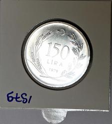 1979 Yılı 150 Lira  FAO Aile Planlaması Herkes İçin Yiyecek  Kenar  (8.90gr 900 Ayar Gümüş Kenar Yazısı Tura'ya Göre Ters )  8715
