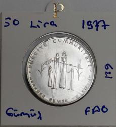 1977 FAO 50 Lira Herkese Ekmek ve Konut (9gr 830 ayar gümüş)  8748