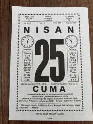 25 NİSAN 2003 - TAKVİM YAPRAĞI - DOĞUM GÜNÜ HEDİYESİ - BÜYÜK SAATLİ MAARİF TAKVİMİ - ATATÜRK - CAHİT SITKI TARANCI - KARS VE ARDAHAN DÜŞMAN İŞGALİNDEN KURTULDU - BAHAR ÇOŞKUSU