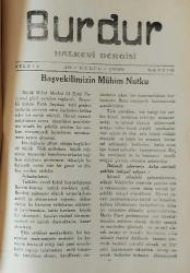 BURDUR Halkevi Dergisi, 19 Eylül 1939, Cilt: 1, Sayı: 8
