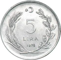 Türkiye Cumhuriyeti 1976  5 Lira  (8236)