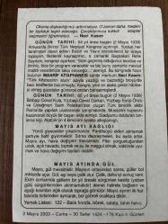 2 MAYIS 2003 - TAKVİM YAPRAĞI - DOĞUM GÜNÜ HEDİYESİ - BÜYÜK SAATLİ MAARİF TAKVİMİ - NACİ KASIM - TÜRK BİNİCİLİK EKİBİNİN ROMA DA KUPA KAZANMASI - MAYIS AYINDA GÜL - MAYIS AYI SAĞLIĞI
