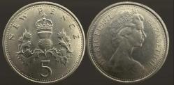 Birleşik Krallık 5 Pence 1971 İngiltere
