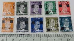 1939 TÜRKİYE CUMHURİYETİ ATATÜRK POSTA PULLARI ÜZERİNE SİYAH 'HATAY DEVLETİ' SÜRŞARJLI POSTA PULLARI (BİRİNCİ SERİ) MNH TAM SERİ 2HH1A1A ÇOK NADİRDİR