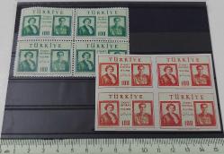 1956 İRAN HÜKÜMDARLARININ TÜRKİYEYİ ZİYARETLERİ PULLARI ORİJİNAL MNH DÖRTLÜ BLOK TAM SERİ AA1EE1 NADİRDİR