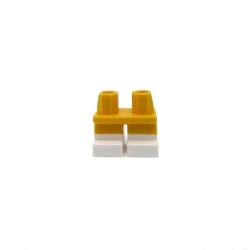 Lego® 41879pb017 Minifigür Bacaklar, Kalıplanmış Beyaz Alt Bacaklar ve Bot Desenli Kısa Bacaklar (BAM) (Sarı)