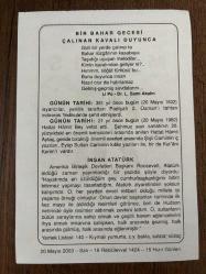 20 MAYIS 2003 - TAKVİM YAPRAĞI - DOĞUM GÜNÜ HEDİYESİ - BÜYÜK SAATLİ MAARİF TAKVİMİ - HELEN KELLER - DR.L. SAMİ AKALIN - PADİŞAH 2.OSMANIN TAHTAN İNDİRİLMESİ - HATTAT HAMİT BEY'İN VEFATI - İNSAN ATATÜRK