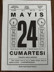 24 MAYIS 2003 - TAKVİM YAPRAĞI - DOĞUM GÜNÜ HEDİYESİ - BÜYÜK SAATLİ MAARİF TAKVİMİ - LA ROCHEFOUCAULD - DR.KAMRAN YILMAZ - GÖRGÜ ÖNEMLİ Mİ - KARI KOCA YAŞLI KÖYLÜLER