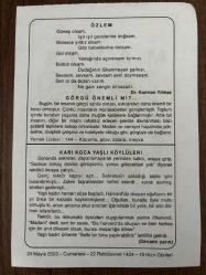 24 MAYIS 2003 - TAKVİM YAPRAĞI - DOĞUM GÜNÜ HEDİYESİ - BÜYÜK SAATLİ MAARİF TAKVİMİ - LA ROCHEFOUCAULD - DR.KAMRAN YILMAZ - GÖRGÜ ÖNEMLİ Mİ - KARI KOCA YAŞLI KÖYLÜLER