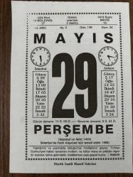 29 MAYIS 2003 - TAKVİM YAPRAĞI - DOĞUM GÜNÜ HEDİYESİ - BÜYÜK SAATLİ MAARİF TAKVİMİ - ATATÜRK - YAHYA KEMAL - II.MEHMET'E FATİH ÜNVANININ VERİLMESİ