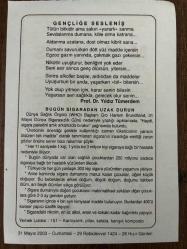 31 MAYIS 2003 - TAKVİM YAPRAĞI - DOĞUM GÜNÜ HEDİYESİ - BÜYÜK SAATLİ MAARİF TAKVİMİ - DR.FARUK BAYÜLKEM - PROF. DR. YILDIZ TÜMERDEM - BUGÜN SİGARADAN UZAK DURUN