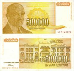 P#143 Yugoslavya 500.000 Dinar 1994 ÇÇT (AA51..721)