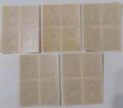 1934 SÜRŞARJLI BİRİNCİ UÇAK PULLARI MNH DÖRTLÜ BLOK TAM SERİ 2024 KATALOK DEĞERİ;3.400.00TL 2TTT1A1 ÇOK NADİR