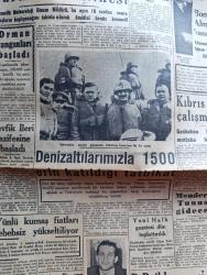 Cumhuriyet Gazetesi - 14 Nisan 1957 - Son 25 Yıldanberi Görülmemiş Kuraklık Tehlikesi - Türkiye Almanya Dostluğu İlerliyor - Adnan Menderes Tunus'a Gidecek - Tevfik İleri Vazifesine Başlıyor - Kıbrıs Meselesi Üzerinde Çalışmalar Devam Ediyor -  Oğuz Toktamış'ın Sahibi Olduğu Yeni Halk Gazetesi Dün Toplattırıldı -  İsmet İnönü Kasım Gülek'in Ratip Tahir Burak'a Yolladığı Telgraf -Moskova Patriği Aleksis Makarios'u Tebrik Etti - 50 Yıl Evvelki Kuleliden Hatıralar  Yazan Hasan Amca Yazı Dizisi - Kırkıncı Oda Yazan Peride Celal Yazı Dizisi -  Makarios'a İkinci Mektup Yazan Hasan Ali Yücel Köşe Yazısı Münir Nurettin Selçuk Londra'da Ameliyat Oldu - Ürdün Suriye Arasında Gerginlik -  -  Pe Re Ja Limon Kolonyası - Bulmaca -  Ümitsiz Saatler Filmi Atlas Sinemasında - Bir Sanayi Sitesi Kurulacak - Denizaltılarımızla 1500 Erin Katıldığı Tatbikat - Beden Terbiyesi Umum Müdürü Değişiyor Mu - Vildan Aşir Savaş - Ziya Ozan - Galatasaray Beykoz'a Puan Kaptırdı - Atletizm Sezonu Açıldı -