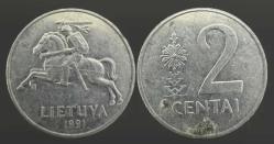 Litvanya 2 Centas 1991