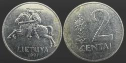 Litvanya 2 Centas 1991
