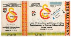 Efemera - Galatasaray 1-0 Eintracht Frankfurt - Futbol Maçı Bileti - 4 Kasım 1992 - İstanbul Ali Sami Yen Stadı - UEFA Kupası Maçı - kitantik - kitaLog