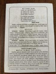 23 HAZİRAN 2003 - TAKVİM YAPRAĞI - DOĞUM GÜNÜ HEDİYESİ - BÜYÜK SAATLİ MAARİF TAKVİMİ - ATATÜRK - HAKKI SUNAT - HATAY'I TÜRKİYE'YE KATAN ANLAŞMA - OP.DR.HÜSNÜ İSMET ÖTÜRK VEFAT ETTİ - BAZILARIMIZ İÇİN MUTLU OLMAK ZOR DEĞİL