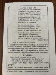 6 TEMMUZ 2003 - TAKVİM YAPRAĞI - DOĞUM GÜNÜ HEDİYESİ - BÜYÜK SAATLİ MAARİF TAKVİMİ - ATATÜRK - NAZIM HİKMET - HZ.MUHAMMED'E AİT KUTSAL EŞYALAR MISIR FATİHİ YAVUZ SULTAN SELİM'E TESLİM EDİLDİ - KUDUZ AŞISI BULUNDU - ÖYLEYSE..