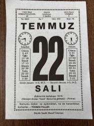 22 TEMMUZ 2003 - TAKVİM YAPRAĞI - DOĞUM GÜNÜ HEDİYESİ - BÜYÜK SAATLİ MAARİF TAKVİMİ - THOMAS FULLER - ATATÜRK - FARUK ORAY - EDİRNE'NİN KURTULUŞU - GÜNEŞ ARSLAN BURCUNDA - ARSLAN BURCUNDA DOĞANLAR