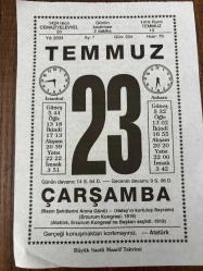 23 TEMMUZ 2003 - TAKVİM YAPRAĞI - DOĞUM GÜNÜ HEDİYESİ - BÜYÜK SAATLİ MAARİF TAKVİMİ - ATATÜRK - ARİF NİHAT ASYA - GAZİ MUSTAFA KEMAL ATATÜRK - HÜSEYİN CAHİT YALÇIN - GAZETECİ HASAN FEHMİ'NİN VURULMASI - YAZAR VE SUNUCU CENK KORAY'IN VEFATI
