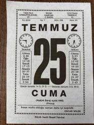 25 TEMMUZ 2003 - TAKVİM YAPRAĞI - DOĞUM GÜNÜ HEDİYESİ - BÜYÜK SAATLİ MAARİF TAKVİMİ - OSCAR WİLDE - CELAL SILAY - 1706 UOLCU TAŞIYAN ADREA DORİA ADLI GEMİ OKYANUS'DA KAZA YAPARAK BATTI - GAZETECİ VE KARİKATÜRİST HULKİ ONARAN'IN VEFATI - BUNDA ŞAŞILACAK NE VAR