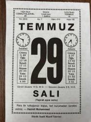 29 TEMMUZ 2003 - TAKVİM YAPRAĞI - DOĞUM GÜNÜ HEDİYESİ - BÜYÜK SAATLİ MAARİF TAKVİMİ - HZ.MUHAMMED - CAVİDAN TÜMERKAN - YAZAR FEYYAZ TOKER'İN VEFATI - BABA ÖĞÜTLERİ