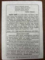 29 TEMMUZ 2003 - TAKVİM YAPRAĞI - DOĞUM GÜNÜ HEDİYESİ - BÜYÜK SAATLİ MAARİF TAKVİMİ - HZ.MUHAMMED - CAVİDAN TÜMERKAN - YAZAR FEYYAZ TOKER'İN VEFATI - BABA ÖĞÜTLERİ