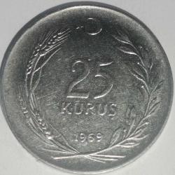 TÜRKİYE CUMHURİYETİ   1969  25  KURUŞ