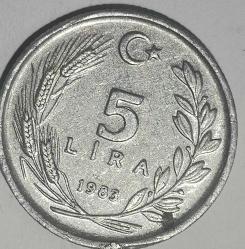TÜRKİYE CUMHURİYETİ   1983  5 LİRA