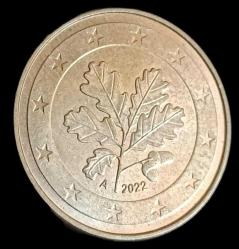 Almanya 2022 A  5 Euro Cent Çil