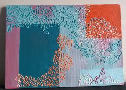 İMZASIZ SOYUT YAĞLIBOYA TABLO.  TUVAL ÜZERİNE RESMEDİLMİŞTİR.  ÖLÇÜ 25 X 35 CM. KONDİSYON YÜKSEK