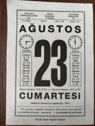 23 AĞUSTOS 2003 - TAKVİM YAPRAĞI - DOĞUM GÜNÜ HEDİYESİ - BÜYÜK SAATLİ MAARİF TAKVİMİ - GAZİ MUSATAFA KEMAL ATATÜRK - CAHİT SITKI TARANCI - YAVUZ SULTAN SELİM ÇALDIRAN OVASI ZAFERİ - ANLAYIŞ