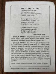 24 AĞUSTOS 2003 - TAKVİM YAPRAĞI - DOĞUM GÜNÜ HEDİYESİ - BÜYÜK SAATLİ MAARİF TAKVİMİ - MEHMET CEVDET ANDAY - PARİS PROTESTAN KATLİAMI - YAVUZ SULTAN SELİM MERCİDABIK ZAFERİ